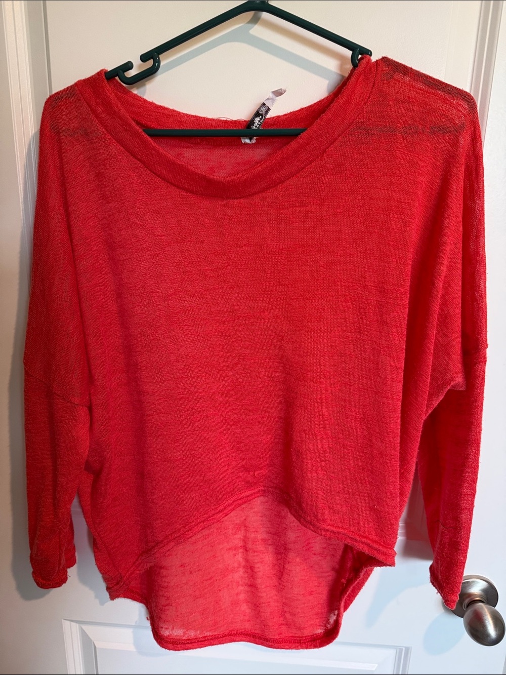 Semi-Sheer Red Lightweight Pullover Sweater